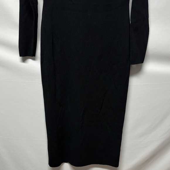 J. Crew Scoop Neck Ribbed Elegant Black Long Sleeve Dress L - Picture 3 of 6
